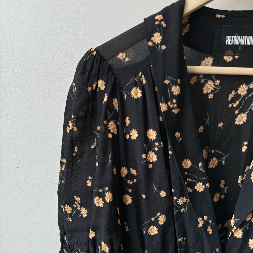 Reformation Women's Gold and Black Dress